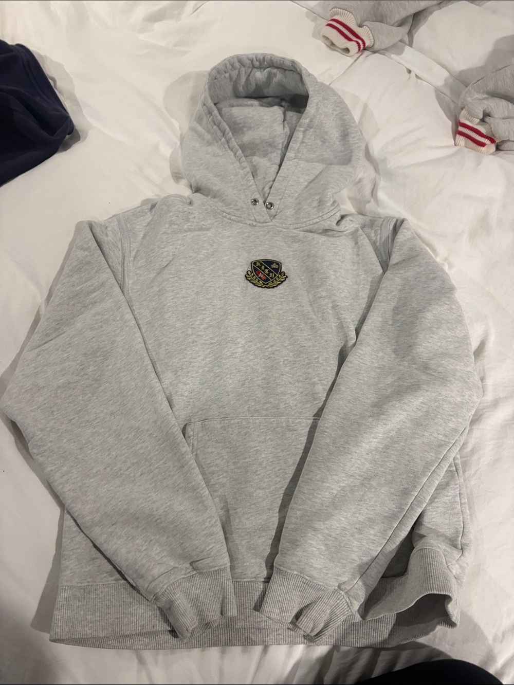 Kith Light Gray Hooded Sweatshirt with Embroidered Crest